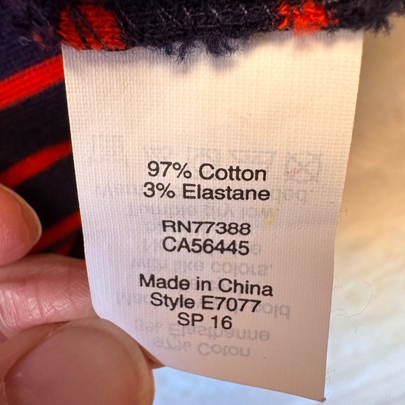 J. Crew Knit Dress Red Navy Blue Striped Cotton Blend 3/4 Sleeve Casual - Picture 6 of 9